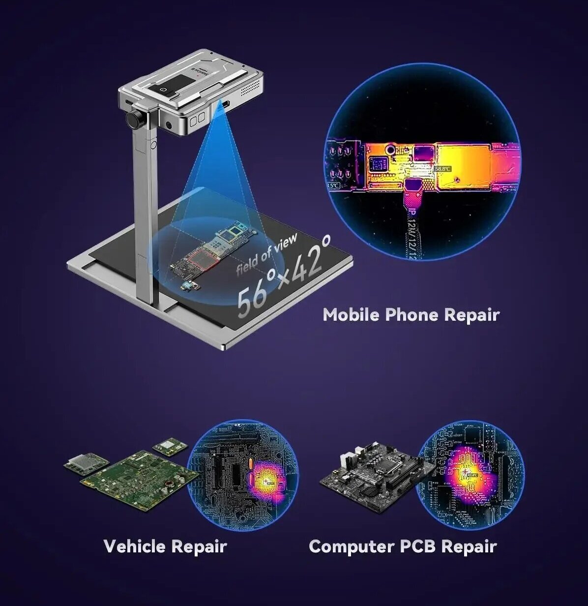 Pcb Short Circuit Thermal Diagnostics - LANGCHI ShortCam III 4K 적외선 열화상