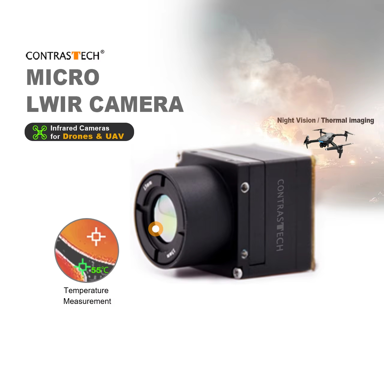 Thermal Imager Drone Gimbal - 640x512 LWIR 셔터리스 라디오메트릭 열화상 코어