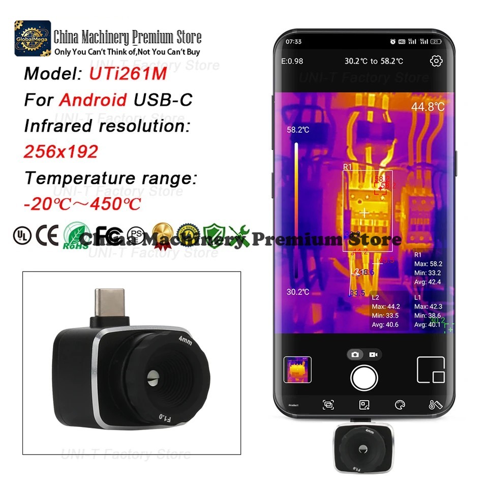 Thermal Imaging Camera 256X192 - UNI-T 적외선 열화상 카메라 UTi120Mobile UTi120MS